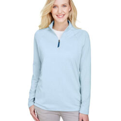 Women's CrownLux Performance® Clubhouse Micro-Stripe Quarter-Zip Pullover Thumbnail