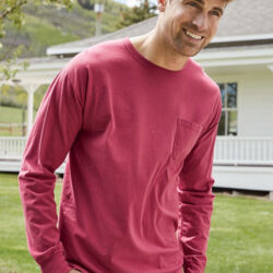Unisex Garment-Dyed Long Sleeve T-Shirt With a Pocket Thumbnail